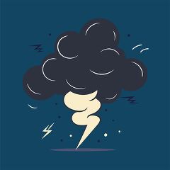 Stylized Storm Cloud with Lightning Clip Art