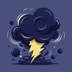 Stylized Thunderstorm with Lightning Bolt