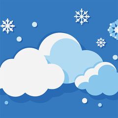 Stylized Winter Clouds and Snowflakes