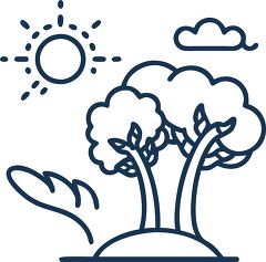 summer tree solid line icon