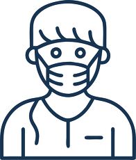 Surgeon Icon Wearing Mask and Scrubs Design