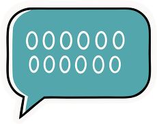 Teal Speech Bubble with Binary Code