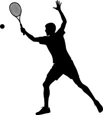 tennis player swinging racket silhouette