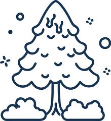 tree with snow solid line icon