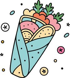 veggie wrap colorful playful icon clip art