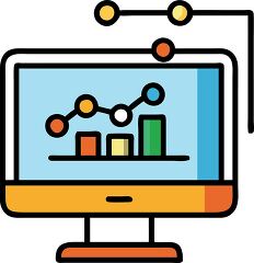 Vibrant data visualization monitor icon