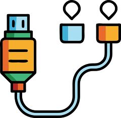 Vibrant flat design ethernet cable icon with bold outlines