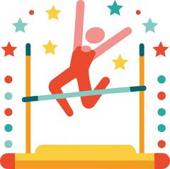 Vibrant Minimalist Pole Vault Clip Art