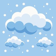 Whimsical Clouds with Falling Snowflakes