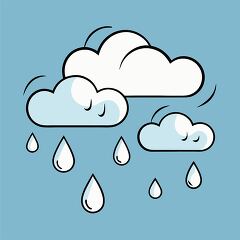 Whimsical Clouds with Rain Illustration