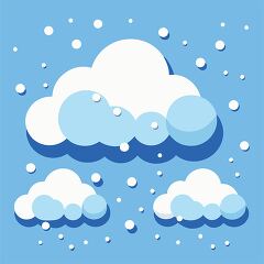 Whimsical Clouds with Snowflakes clip art