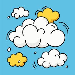 Whimsical Puffy White Clouds Illustration