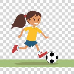 Young Girl Joyfully Playing Soccer in a Sunny Park