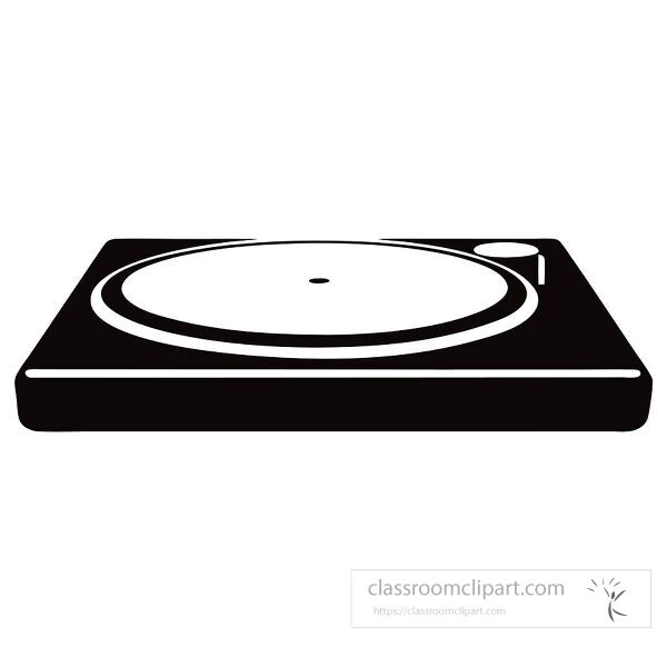 A sleek silhouette of a turntable dj deck showcases creativity