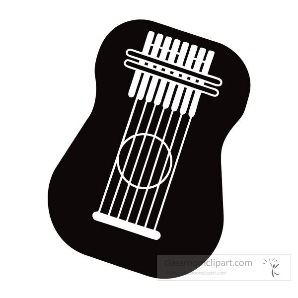  A kalimba silhouette illustrates musics beauty on a white background