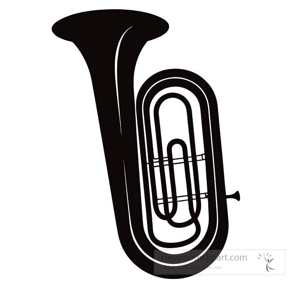 A stark black silhouette of a tuba stands out against