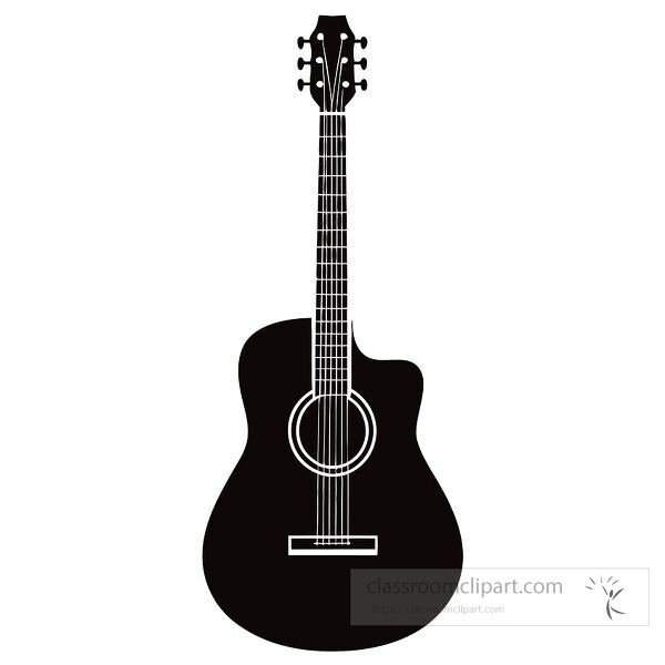  Dark acoustic guitar silhouette on white emphasizes design