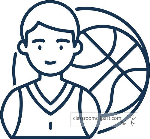 An outline of a young athlete holding a basketball in a creative design.