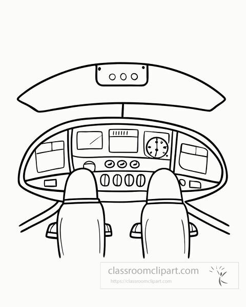 cockpit view of airplane coloring page