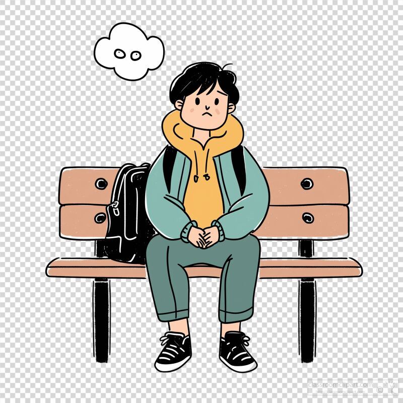 Annoyed Commuter Sits on Bench Waiting for Transport