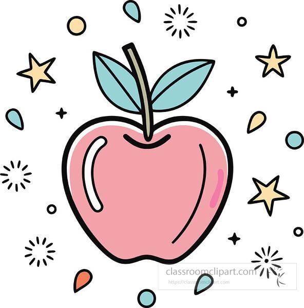 apple Whimsy Pastel Doodle clip art