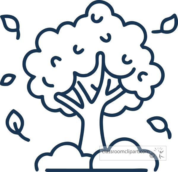 stylized tree with falling leaves icon