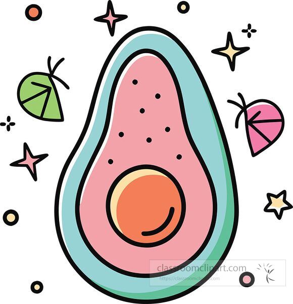 avocado Whimsy Pastel Doodle clip art