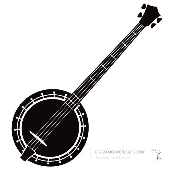  Simple yet striking banjo silhouette on a white background.