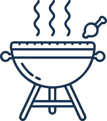 Barbecue grill outline with rising smoke