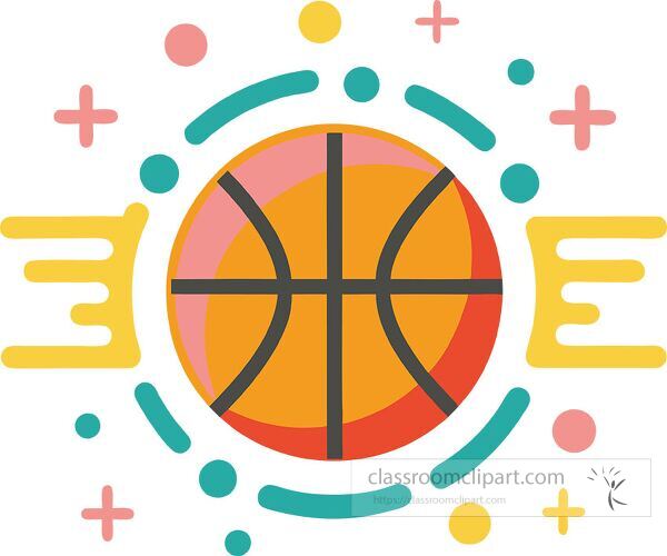 Colorful minimalist elements define this bright basketball