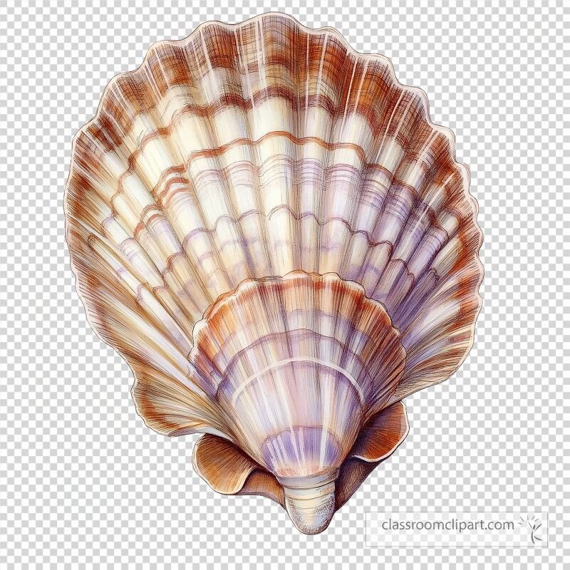 This illustration showcases a stunning seashell with intricate patterns and hues The design highlights the natural beauty and elegance found in marine life