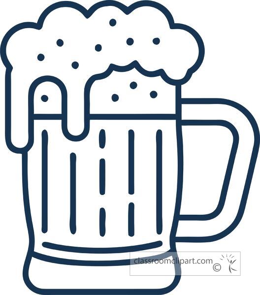 Outline of a beer mug filled with frothy beer beverage