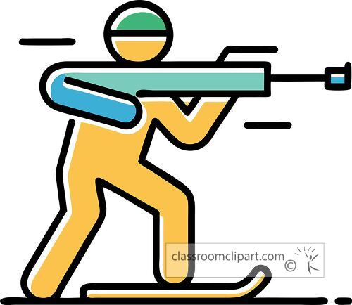 biathlon athlete skiing and aiming with a rifle in a vibrant style icon