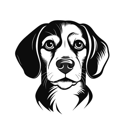 Illustration showcases the detailed face of a beagle dog breed