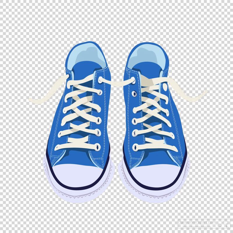 Blue Sneakers With Laces in a Flat Illustration Style