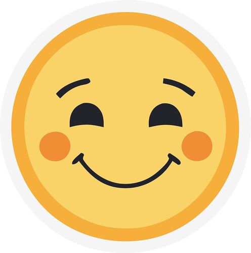 A blushing yellow emoji face with a gentle smile conveying warmth and kindness