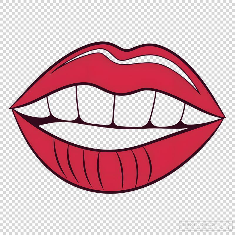 A striking logo showcases a pair of big red lips with bright white teeth. This stylized design radiates confidence and charisma, enticing viewers with its playful appeal.