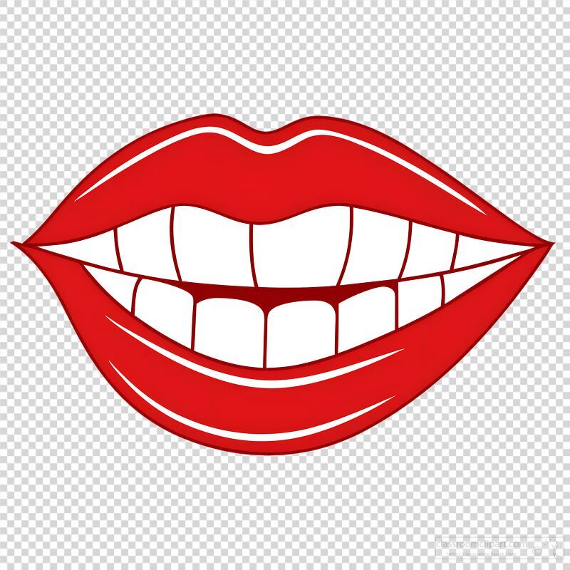 This vibrant logo showcases stylized big red lips adorned with bright white teeth, radiating confidence and charm. Perfect for marketing and branding projects focused on beauty and style.