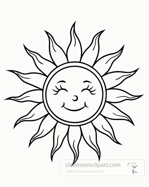 Color this cheerful sun with rays for creative enjoyment