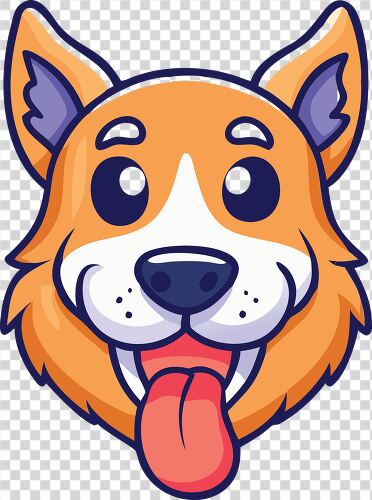 Bright and cheerful dog head illustration with a friendly expression