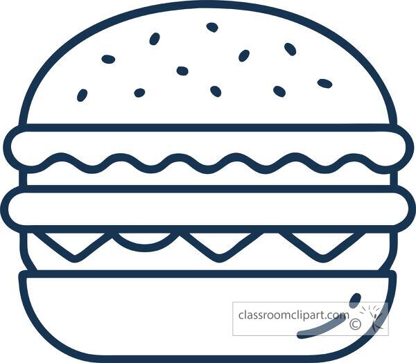 Minimalist burger icon in outline style for creative use.