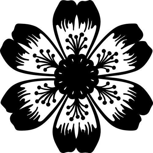 Symmetrical buttercup flower silhouette design