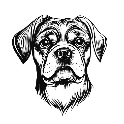 Detailed representation of a Cane Corso dogs face with striking eyes