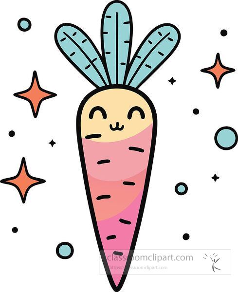 carrot Whimsy Pastel Doodle clip art