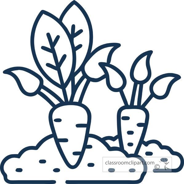 line icon illustrates a carrot plant with green leaves