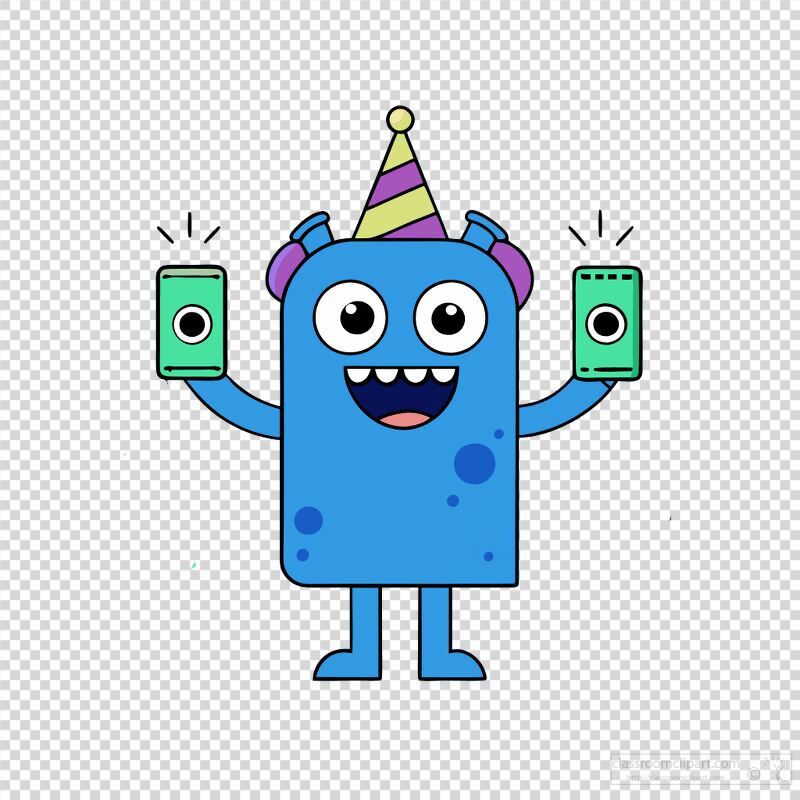 Cartoon Monster Enjoys Celebration With Festive Accessories