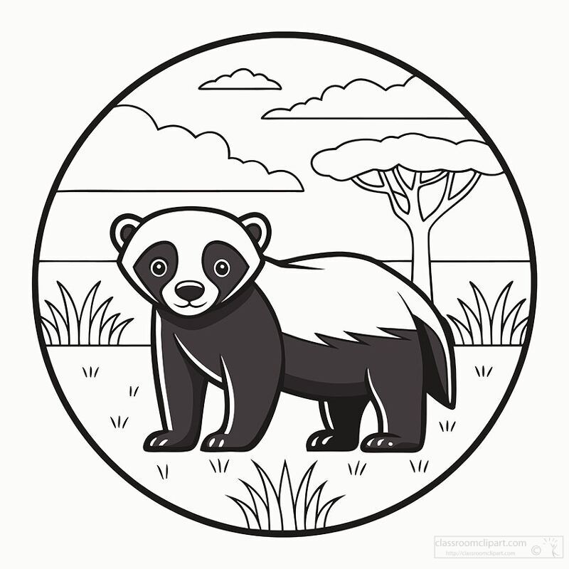 Cartoon Panda in Nature for Coloring