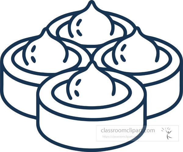 Simple line icon showcasing four pieces of delicious dim sum.