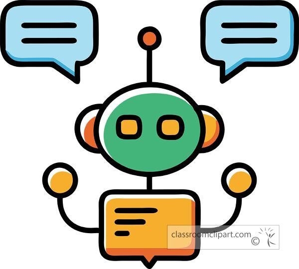 Colorful chatbot icon designed with simple shapes and playful features