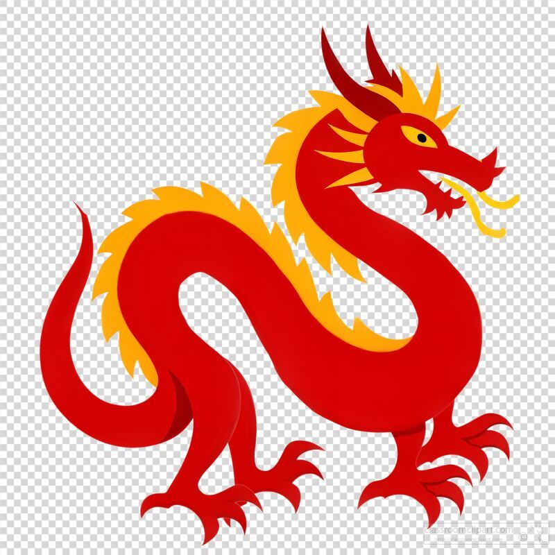 Chinese Dragon Design on a White Background